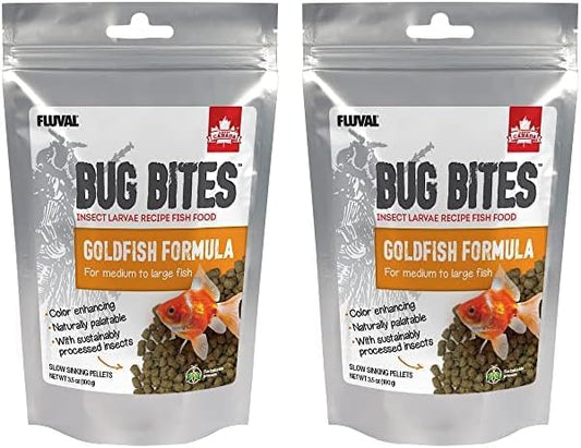 Fluval Bug Bites Goldfish Fish Food, Pellets for Medium to Large Sized Fish, 3.53 oz, A6584 (Pack of 2)