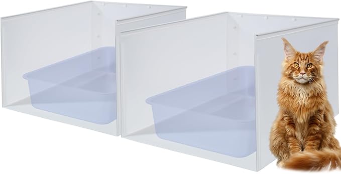 Litter Box Shield 2 Pack, 23.6"x15.7"x15.7"(Height) High Sided Cat Litter Box Pee Shields Without Leaking, Foldable Easy Clean Pet Cat/Kitty/Kitten Litter Box Splash Guard Extra Large