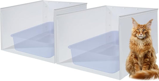 Litter Box Shield 2 Pack, 23.6"x15.7"x15.7"(Height) High Sided Cat Litter Box Pee Shields Without Leaking, Foldable Easy Clean Pet Cat/Kitty/Kitten Litter Box Splash Guard Extra Large