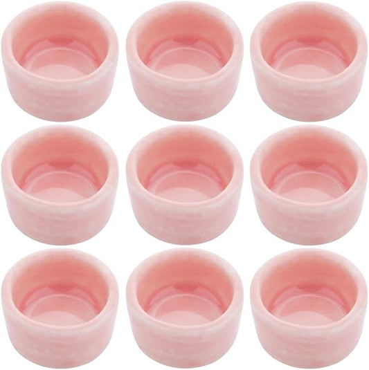 9 Pcs Tarantula Water Bowl Ceramic Mini Dish for Spider Tarantula Hermit Crab Terrarium Breeding Feeders (Pink)