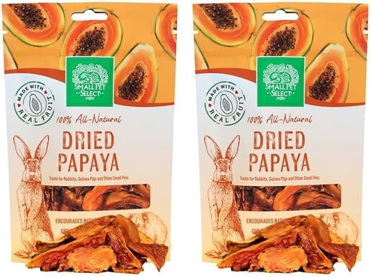 Small Pet Select - Dried Papaya, a Natural Treat for Rabbits, Guinea Pigs, Gerbils, Hamsters, Mice, and Rats, 2oz (Pack of 2)