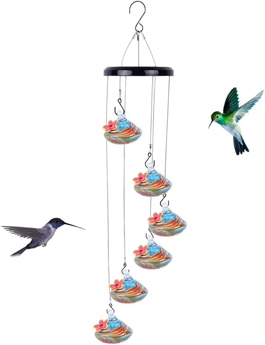 Charming Wind Chimes Hummingbird feeders for Outdoors Hanging ant and bee Proof Never Leak Perfect Garden Decor for Outside (SD-03)