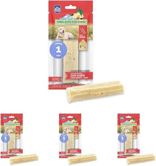 Himalayan Dog Chew Premium Yak Cheese, Bacon, 1 Large Treat, 3.3 oz, Dog Treats Large Breed, All Natural, Long Lasting Dog Chews for Aggressive Chewers, Dogs Under 55 lbs