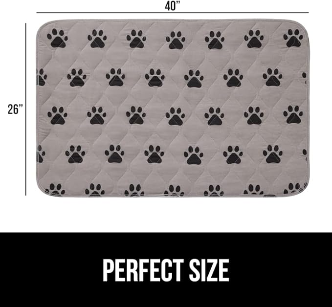 Gorilla Grip Washable Puppy Pads, 40x26 Pack of 2, Slip Resistant Dog Crate Mat, Waterproof Cloth Pee Pad for Training Puppies in Playpen, Reusable Pet Incontinence Blanket, Protects Sofa, Furniture