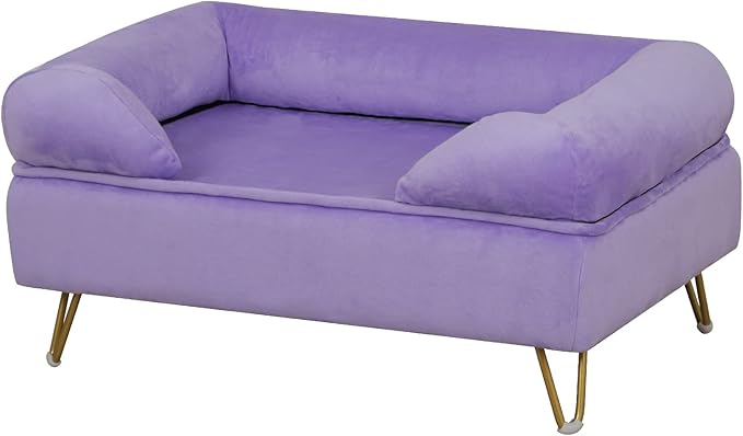Dog Sofas and Chairs for Small Breeds,Dog Couch for Small Pet,Cat Sofa Chair with Soft Velvet Fabric,Wooden Frame Cat Bed,Pet Sofa Bed for Small Dog Rest Using,PURPLE