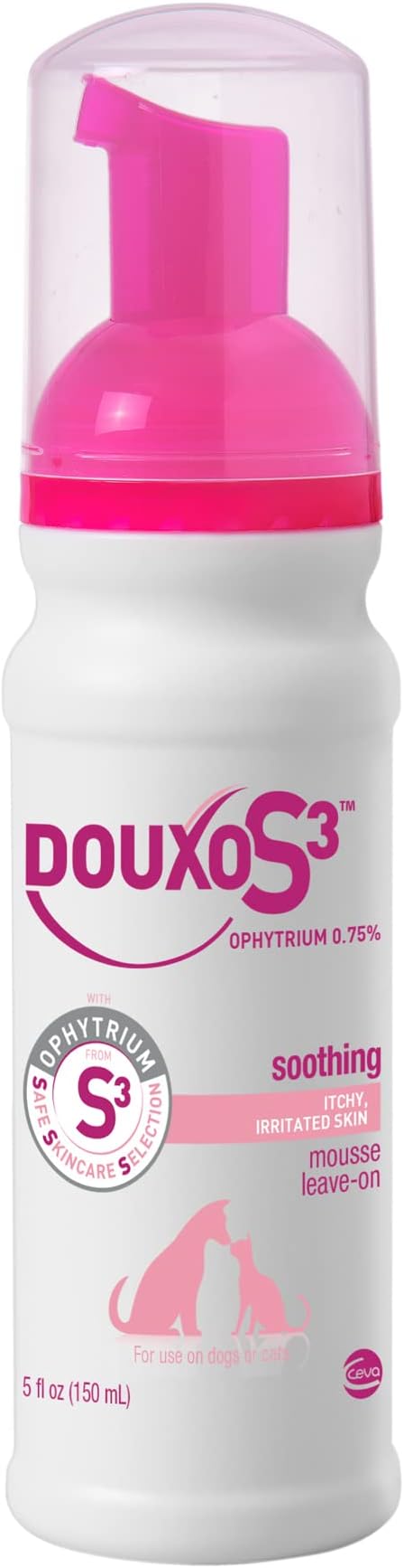 Douxo S3 Calm Mousse 5.1 oz (150 mL) - For Dogs and Cats with Allergic, Itchy Skin