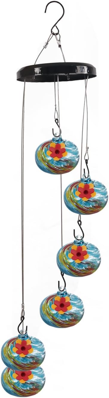 Charming Wind Chimes Hummingbird feeders for Outdoors Hanging ant and bee Proof Never Leak Perfect Garden Decor for Outside (JH-04)