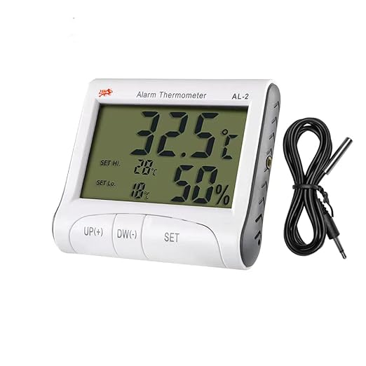 Reptile Thermometer Hygrometer with Alarm Function Aquarium Thermometer Digital Fish Tank Thermometer Reptile Tank/Egg Incubator Thermometer with Magnetic and Stand