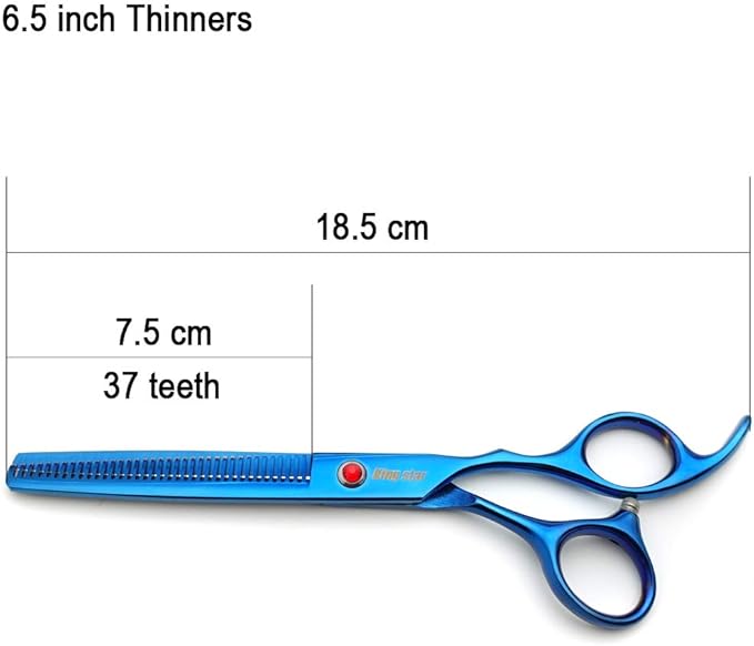 7.0in Titanium Blue Professional Pet Grooming Scissors Set,Straight & Thinning & Curved Scissors 4pcs Set for Dog Grooming,(Blue)