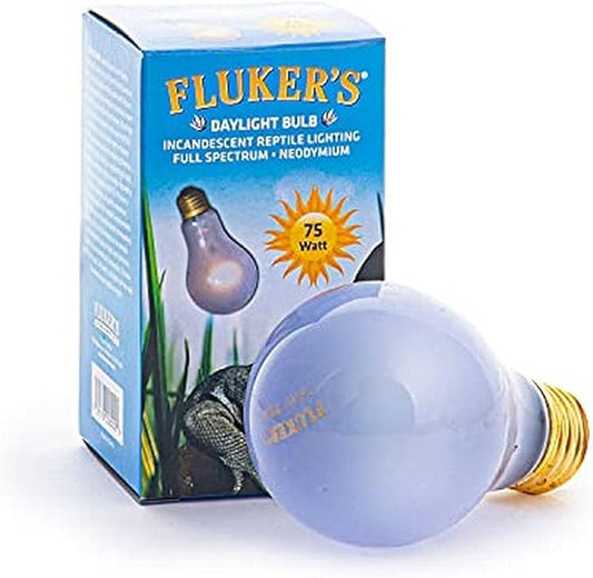 Fluker's Incandescent Reptile Lighting, Full Spectrum Daylight Bulb for Reptiles, Made with Neodymium, Provides Infrared Light, 75-Watt