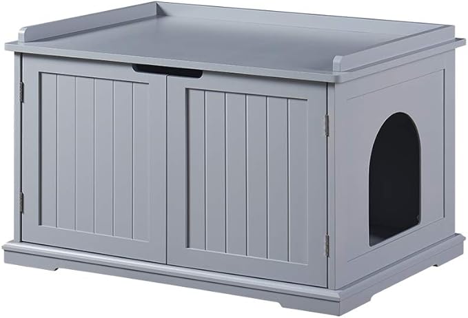 unipaws Cat Litter Box Enclosure Furniture, Cat Washroom, Hidden Litter Box Cover, Cabinet for Large Cat, Dog Proof Cat Litter Boxes, Hideaway Litter Box, Cat House, Grey