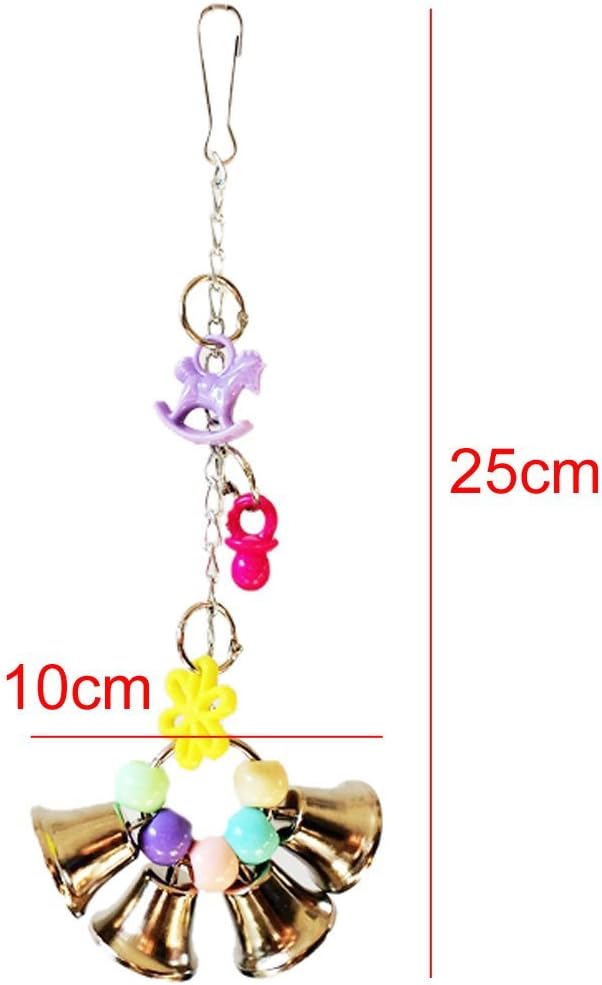 Hypeety Pet Bird Swing Hanging Chew Toy Colorful Ring Bell Parrot Parakeet Budgie Cockatiel Cage Hanging Accessories Acrylic with Bell Bird Toy