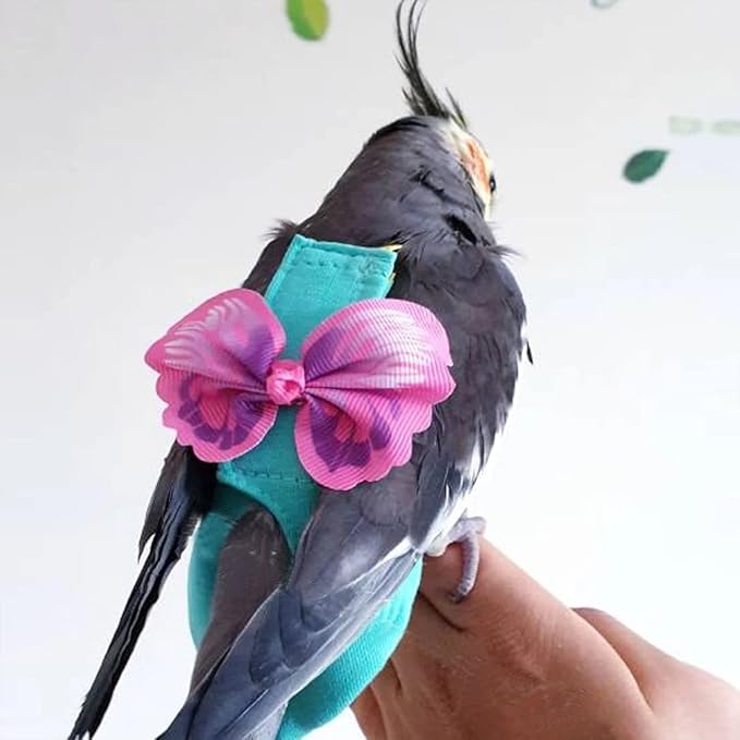 2 Pcs Bird Diaper Harness Flight Suit with Waterproof Liner Pet Bird Nappy Clothes with Flying Leash Rope Protective Parrot Diaper Suit (2 Pcs Multi, Large)