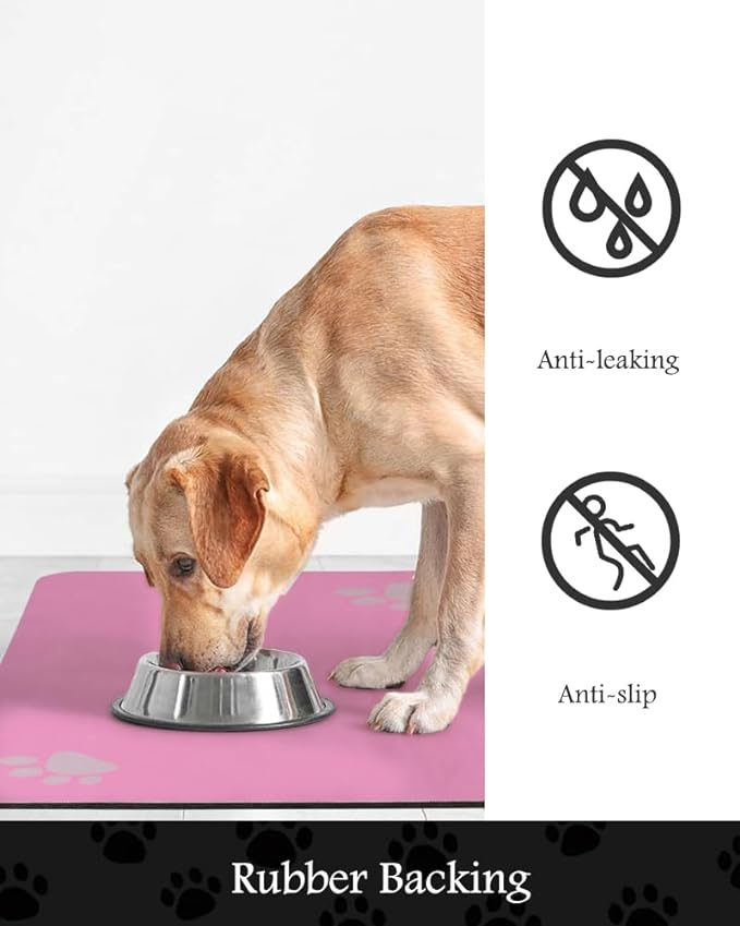 Pet Feeding Mat-Absorbent Dog Mat for Food and Water Bowl-No Stains Quick Dry Dog Water Dispenser Mat-Dog Accessories Pet Supplies-Dog Water Bowl for Messy Drinkers