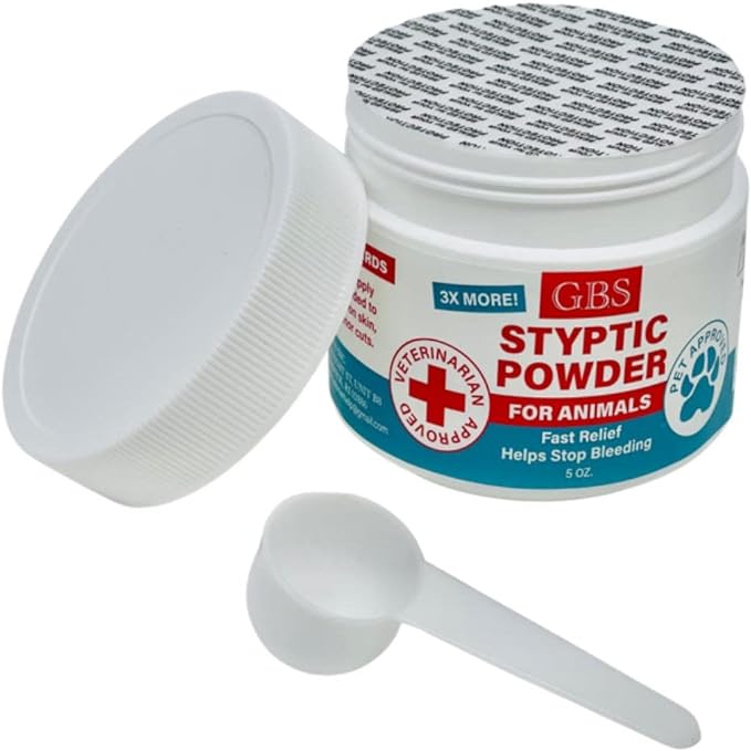 G.B.S 5 oz Styptic Powder for Animals Dogs with Sealed Top + Scoop, Cats & Birds Cutting Nails - Stop Bleeding Styptic Clotting Blood Powder – Easy to Apply (3)