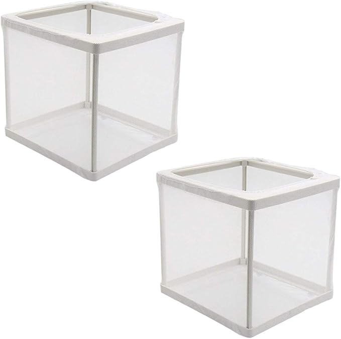 2Pcs White Nylon Mesh Fish Fry Hatchery Breeder Box Separation Net