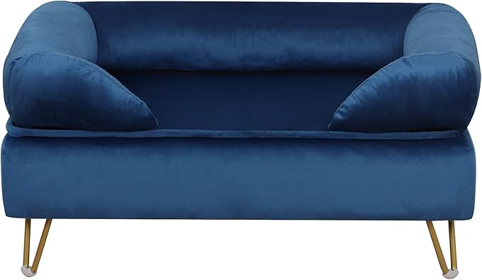 Dog Sofas and Chairs for Small Breeds,Dog Couch for Small Pet,Cat Sofa Chair with Soft Velvet Fabric,Wooden Frame Cat Bed,Pet Sofa Bed for Small Dog Rest Using, Blue