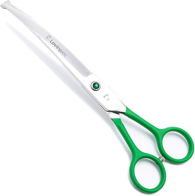 LovinPet Pet 7" Curved Scissor Right/Left-Handed Pet Round-Tip Grooming 6CR Stainless Steel Safety trimming shears for Dogs and Cats (Easy use Curved Scissor)