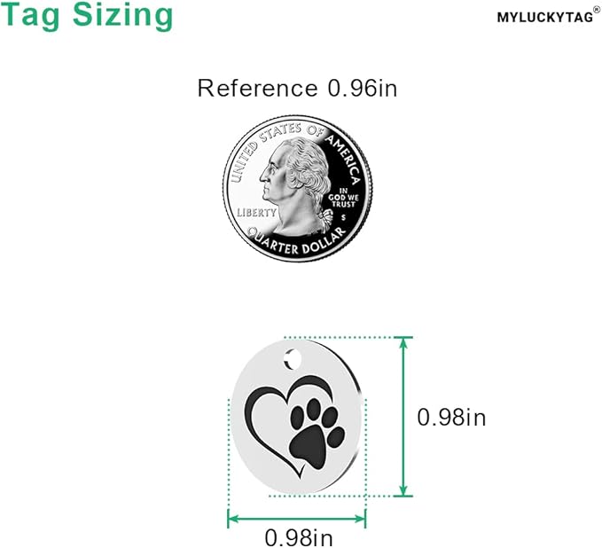 MYLUCKYTAG Stainless Steel QR Code Pet ID Tags Cat Tags - Pet Online Profile - Scan QR Receive Instant Pet Location Alert Email