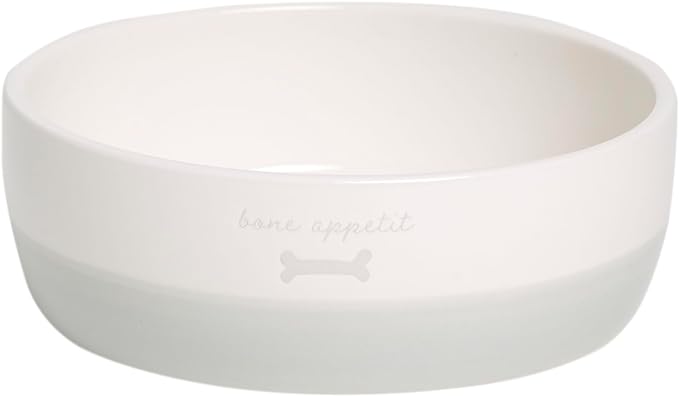 Pearhead Bone Appetit Ceramic Dog Bowl, Medium Food Or Water Bowl, Pet Dish, Microwave and Dishwasher Safe, Pet Owner Essentials, Holds 2 Cups
