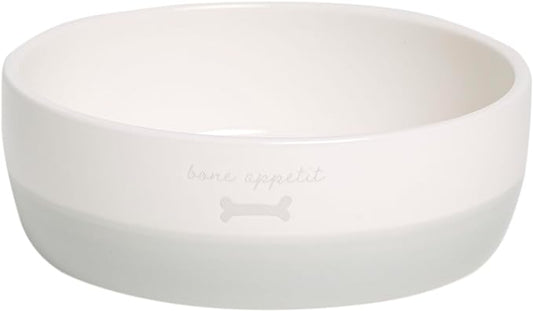 Pearhead Bone Appetit Ceramic Dog Bowl, Medium Food Or Water Bowl, Pet Dish, Microwave and Dishwasher Safe, Pet Owner Essentials, Holds 2 Cups