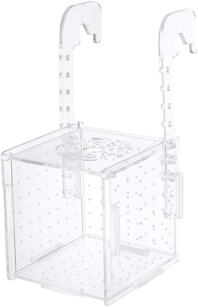 POPETPOP Fish Breeding Box- Box Hatchery Incubator Aquarium Fish Breeding Boxes Divider Hatching Boxes Accessory for Small Shrimp Clownfish Guppy-Small Hook Pattern