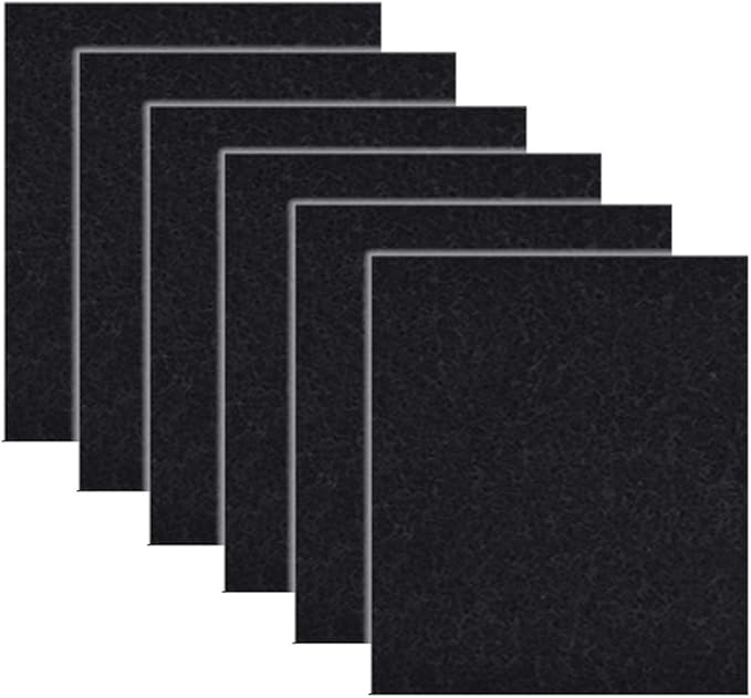 CFS – Pack of 6, Premium Universal Activated Carbon Pad for Hooded Cat Litter Boxes Replacement Filter – Fresh & Filtered Air – Carbon Air Filter Sheet – Black – 6.5" x 6"