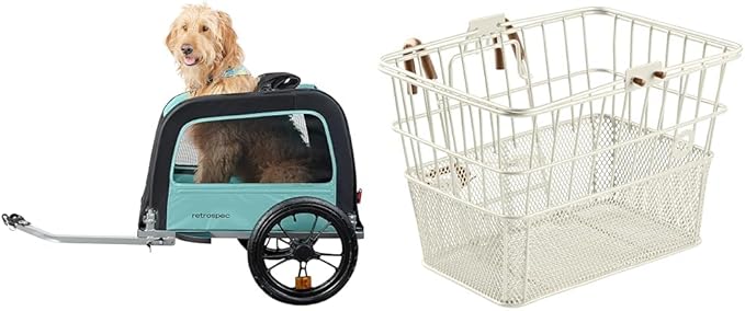 Retrospec Rover Waggin' Pet Bike Trailer - Small & Medium Sized Dogs Bicycle Carrier - Foldable Frame with 16 Inch Wheels - Non-Slip Floor & Internal Leash