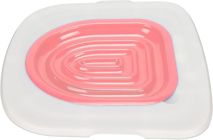 Cat Toilet Training Kit Dog Toilet Trainer Universal Reusable Environmentally Friendly Cat Toilet Pads Pet Toilet Trainer for Pet Cleaning (M-White Tray, 1 Pink Inner Support)