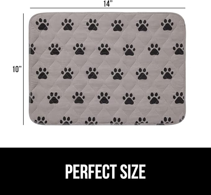 Gorilla Grip Washable Puppy Pads, Slip Resistant Dog Crate Mat, Waterproof Cloth Pee Pad for Training Puppies in Playpen, Reusable Pet Incontinence Blanket, Protects Sofa, Furniture, 14x10 Pack of 2