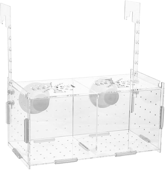 SUPERFINDINGS Aquarium Breeding Isolation Box Acrylic Fish Breeding Box Transparent Fish Tank Acclimation Hatchery Incubator with Suction Cups for Guppy Shrimp Clownfish Fishes 10x10x20cm