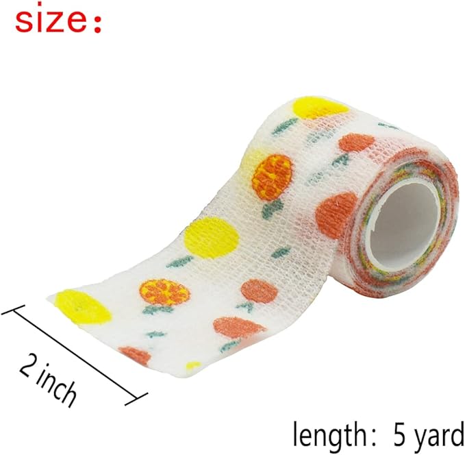 Vet Tape wrap, wrap Bandage 2 inch 6 Rolls,Adhesive wrap Bandage for The Person or The Pets (cat,Dogs,Horse and Other Animal) who was injure or Have Wounds (Fruits 6pcs) Vukayo001