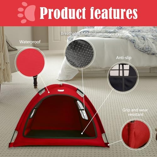 Dog Tent House, Cat and Dog Waterproof Tent House, Breathable Washable Indoor/Outdoor Pet Tent, Outdoor Dog Shade Suitable for Cat, Puppy, Bunny and Small Animal (Red S)