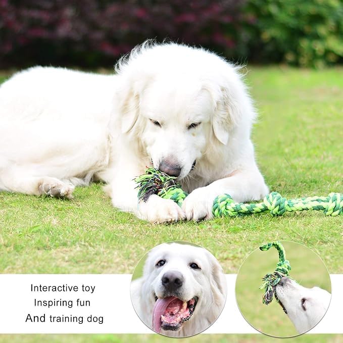 SHARLOVY Dog Toys for Large Dogs and Aggressive Chewers, Extra Large Durable Dog Toy,5-Knot Rope Tug,Heavy Duty Chew Sturdy Cotton Knot Rope Toy for Large Breed Dogs,Indestructible Rope