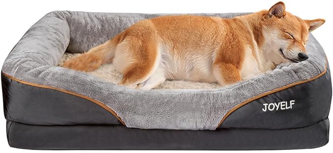 JOYELF Large Memory Foam Dog Bed, Orthopedic Dog Bed & Sofa with Removable Washable Cover and Squeaker Toy as Gift