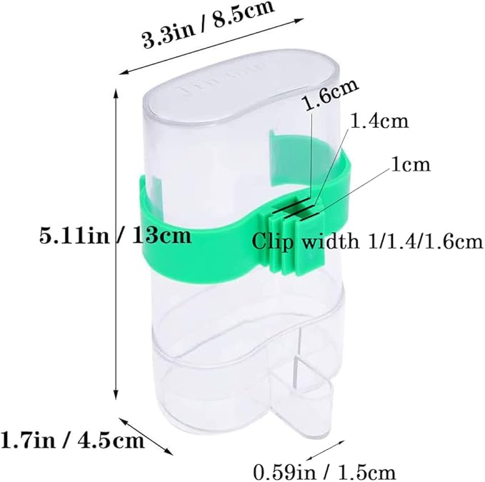 [2 Pack] Seneme Automatic Bird Water Dispenser for Cage, Birds Clear Dispenser Food Feeder, Bird Food Feeder for Cage with 1 Pcs Plastic Fruit Vegetable Feeder