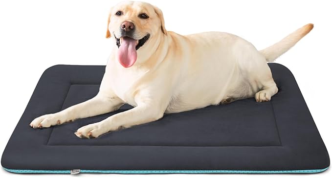 Magic Dog Large Dog Bed Soft Dog Crate Pad Mat, 42-Inch Washable Comfy Kennel Pad with Anti Slip Bottom Pet Sleeping Beds, Dark Grey