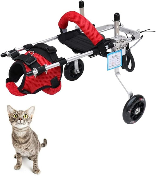 Cat Wheelchair Adjustable 2 Wheels Pet Wheelchair Lightweight Cat Barrier Wheels for Rehabilitation Aid for The Back Legs of Aging, Disabled, Injured, Arthritis, Weak Cats/Pets (XS)