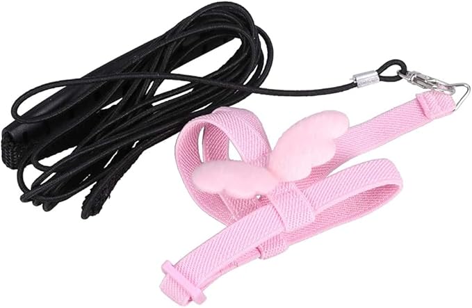 Birds Adjustable Harness and Leash, Parrot Outdoor Flying Training Traction Rope Straps with Cute Wing for Small Animal Birds, Parrots, Pigeons, Lizard, Turtles (XS,Pink)