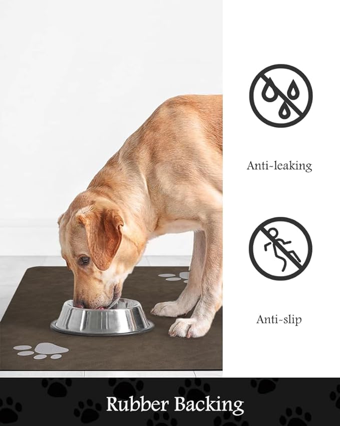 Pet Feeding Mat-Absorbent Dog Mat for Food and Water Bowl-No Stains Quick Dry Dog Water Dispenser Mat-Dog Accessories Pet Supplies-Dog Water Bowl for Messy Drinkers