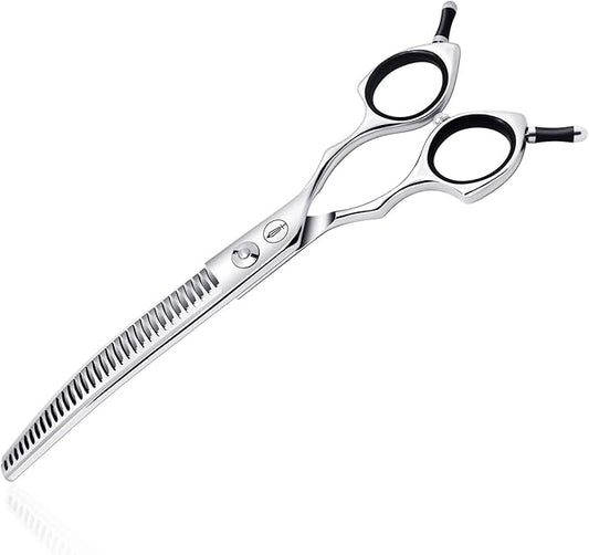 HASHIMOTO Curved Chunkers Shears Dog Grooming,Cat Curved Scissors,33 teeth,7.0 Inch,65% Thinning Rate,Light Weight. Special Designed for Pet Groomers or Family DIY Use.