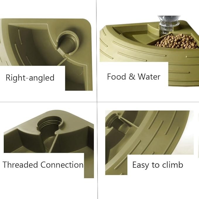 Reptile Feeder Bowl,Automatic Reptiles Water Dish Dispenser 2in1 Food and Water Feeding Bowls Terrarium Corner Bowl for Bearded Dragon Gecko Snake Lizard Turtles