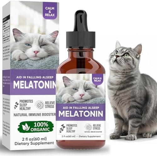 Melatonin for Cats, 2 Fl oz Cat Calming, Supports Restful Sleep for Your Cat, Anxiety Relief & Promote Relaxation