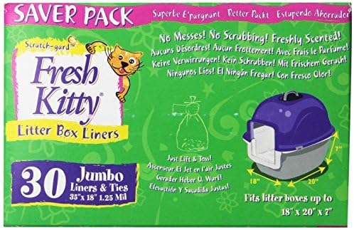 30 Count Fresh Kitty Litter Box Liners Super Thick, Durable, Easy Clean Up Jumbo Scented, Bags with Ties for Pet Cats