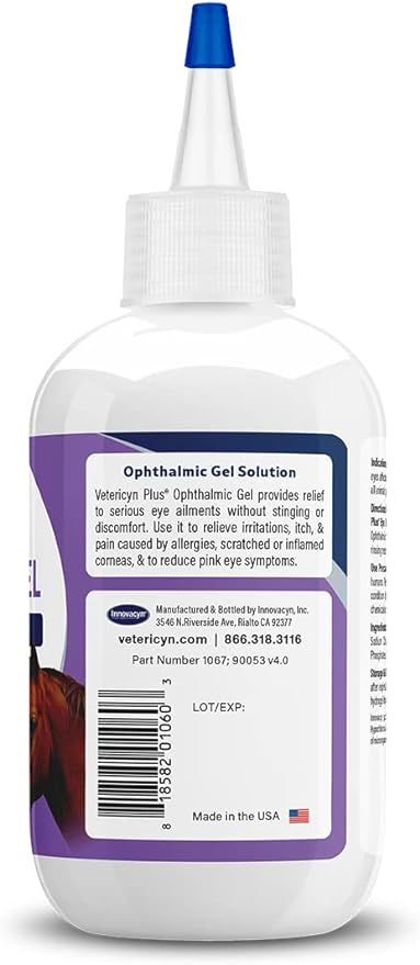 Vetericyn Plus Ophthalmic Eye Gel for Horses | Eye Ointment Alternative to Lubricate and Relieve Horse Eye Irritations, Safe for All Animals. 3 ounces