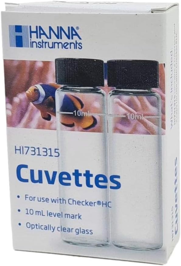 Hanna HI731315 - Glass Cuvettes and Caps for Hanna Checker Saltwater Aquarium Alkalinity Colorimeter Checker Tester