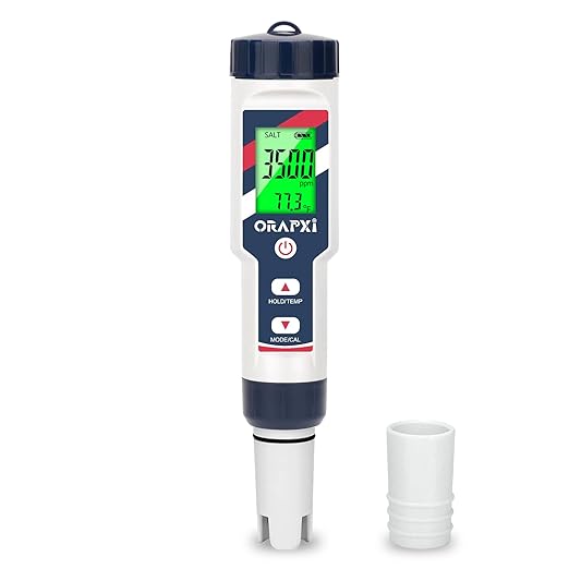 pH Salinity Tester 5 in 1 pH SALT TDS EC Temp Meter for Hydroponic System Saltwater Pool pH and PPM Meter Water Tester for Indoor Plant Grow, Hot Tub, Spa, Aquarium, Home Brewing