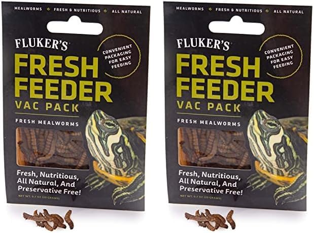 Fluker's Fresh Feeder Vac Pack Mealworms, All Natural and Preservative Free, Great for Insect Eating Reptiles, Birds, Tropical Fish or Small Animals, 0.7 oz (Pack of 2)