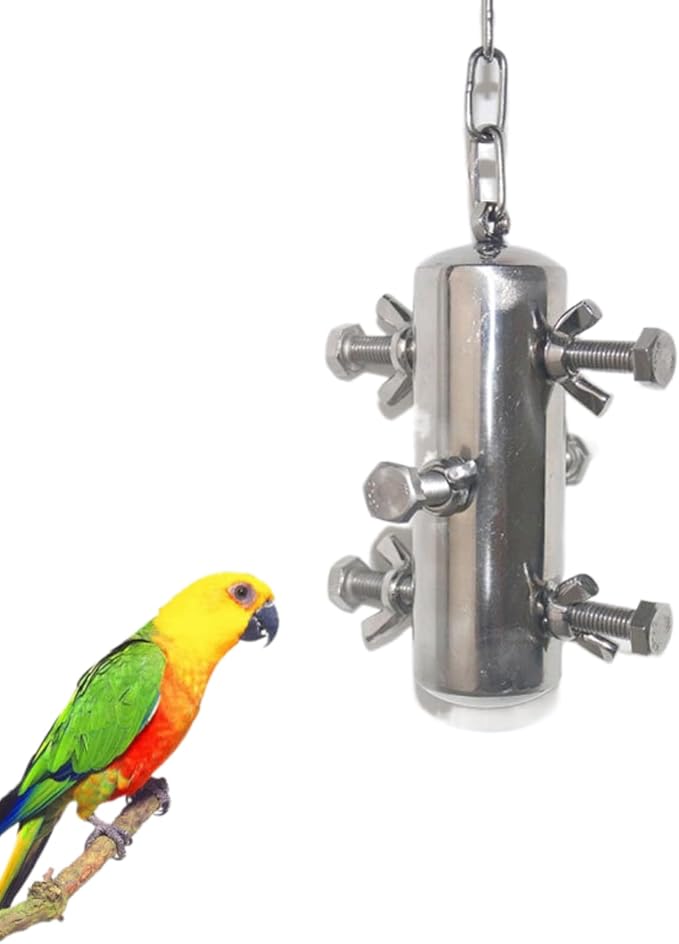 Stainless Steel Parrot Toys, Hanging Chew Bird Toys for Parrots, Bell Macaw Toys, Puzzle Interactive Foraging Bird Toys, Large Bird Toys Toys for Macaws, African Grey, Amazon Parrots