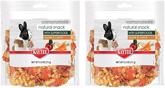 Kaytee Natural Snack with Superfoods for Pet Guinea Pigs, Rabbits, Hamsters, and Other Small Animals, Apple & Carrot, 2.5 Ounces (Pack of 2)